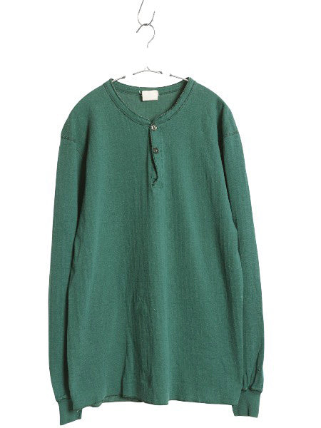 80s USA製 エルエルビーン ヘンリーネック 長袖 Tシャツ メンズ L 古着 ヴィンテージ ロンT アンダーシャツ ロングスリーブ 2レイヤー 無地