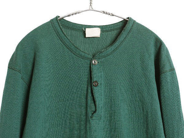 80s USA製 エルエルビーン ヘンリーネック 長袖 Tシャツ メンズ L 古着 ヴィンテージ ロンT アンダーシャツ ロングスリーブ 2レイヤー 無地