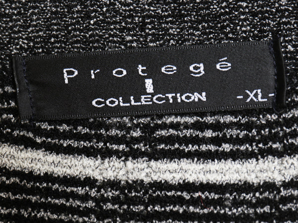 90s USA製 Protege 3D 立体編み デザイン ニット セーター メンズ XL オールド アクリル ナイロン チェック 大きいサイズ モノトーン 薄手