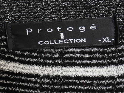 90s USA製 Protege 3D 立体編み デザイン ニット セーター メンズ XL オールド アクリル ナイロン チェック 大きいサイズ モノトーン 薄手