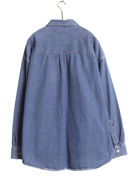90s チャップス ラルフローレン 長袖 ボタンダウン デニム シャツ メンズ XL / オールド 長袖シャツ ワンポイント カジュアル 大きいサイズ