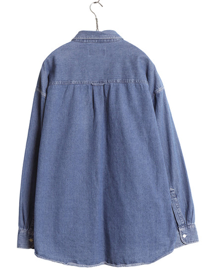 90s チャップス ラルフローレン 長袖 ボタンダウン デニム シャツ メンズ XL / オールド 長袖シャツ ワンポイント カジュアル 大きいサイズ