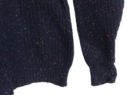 80s オールド ギャップ ウール ニット セーター メンズ L ヴィンテージ 旧タグ ネップ チャンキー 長袖ニット ヘビーウェイト リブ編み 紺