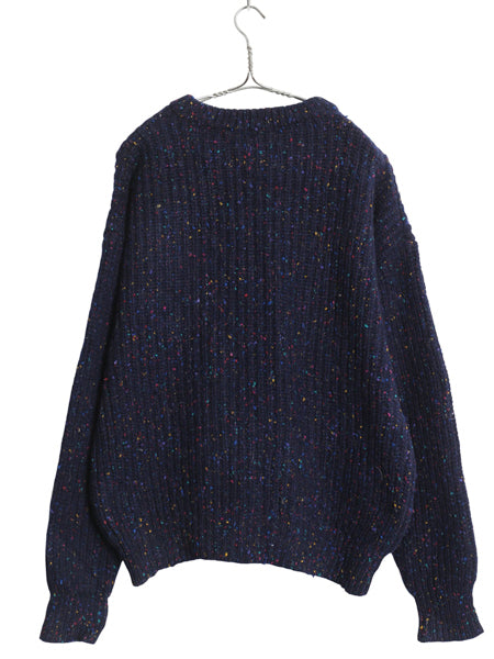 80s オールド ギャップ ウール ニット セーター メンズ L ヴィンテージ 旧タグ ネップ チャンキー 長袖ニット ヘビーウェイト リブ編み 紺