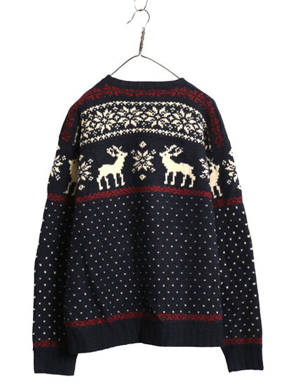 90s ポロ ラルフローレン ノルディック ニット セーター メンズ XL / オールド 総柄 絵柄 トナカイ ハンドメイド バーズアイ 大きいサイズ