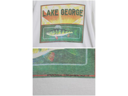 デッドストック 90s USA製 フィッシュ イラスト プリント Tシャツ メンズ XL / オールド アウトドア アート 両面 白 大きいサイズ アニマル