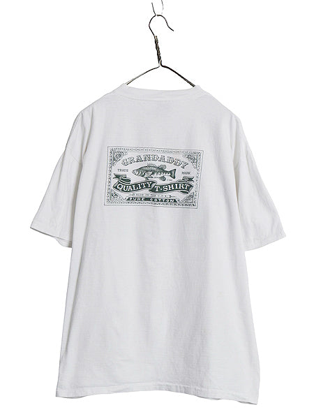 デッドストック 90s USA製 フィッシュ イラスト プリント Tシャツ メンズ XL / オールド アウトドア アート 両面 白 大きいサイズ アニマル