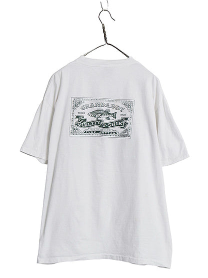 デッドストック 90s USA製 フィッシュ イラスト プリント Tシャツ メンズ XL / オールド アウトドア アート 両面 白 大きいサイズ アニマル