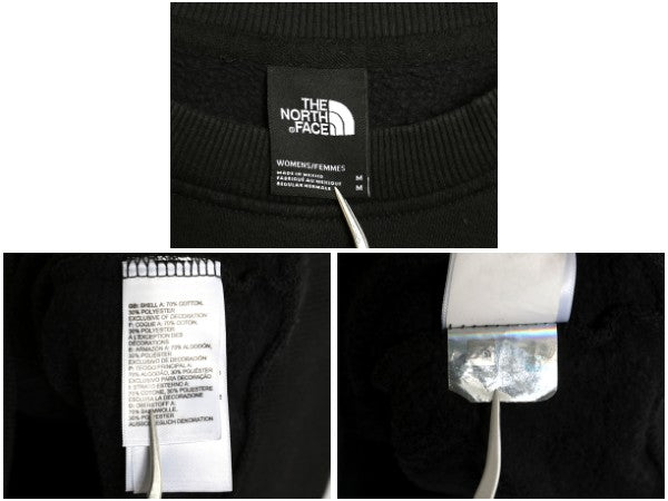 ノースフェイス ロゴ 刺繍 スウェット レディース М / 古着 裏起毛 トレーナー アウトドア クルーネック シンプル トップス 薄手 ブラック