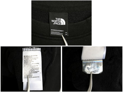 ノースフェイス ロゴ 刺繍 スウェット レディース М / 古着 裏起毛 トレーナー アウトドア クルーネック シンプル トップス 薄手 ブラック