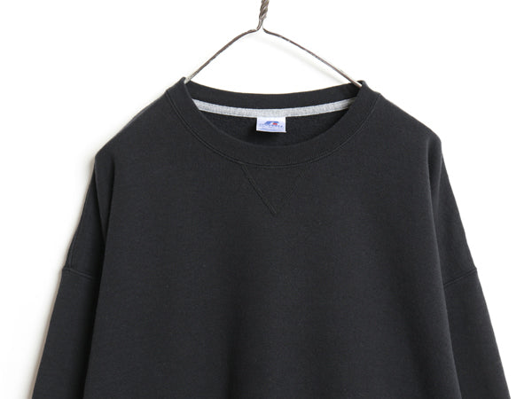 00s ラッセル 無地 スウェット メンズ レディース XXL 古着 オールド トレーナー 前V 裏起毛 ワンポイント 大きいサイズ ブランク ブラック