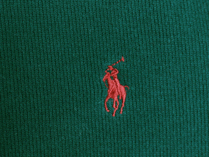00s ポロ ラルフローレン ハーフジップ スウェット メンズ M オールド プルオーバー コットン ニット ワンポイント ポニー刺繍 グリーン 緑