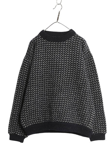 80s ノルウェー製 エルエルビーン バーズアイ ニット セーター メンズ XL ヴィンテージ 旧タグ ウール ノルディック ツートン 大きいサイズ