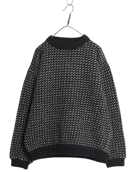 80s ノルウェー製 エルエルビーン バーズアイ ニット セーター メンズ XL ヴィンテージ 旧タグ ウール ノルディック ツートン 大きいサイズ