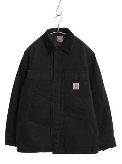 US企画 カーハート トラディショナル コート メンズ M 古着 ワーク ダック ジャケット 中綿 キルティング ライナー ハーフ コート ブラック