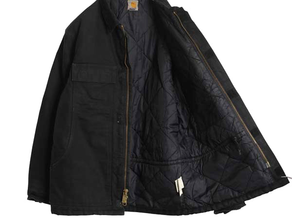 US企画 カーハート トラディショナル コート メンズ M 古着 ワーク ダック ジャケット 中綿 キルティング ライナー ハーフ コート ブラック