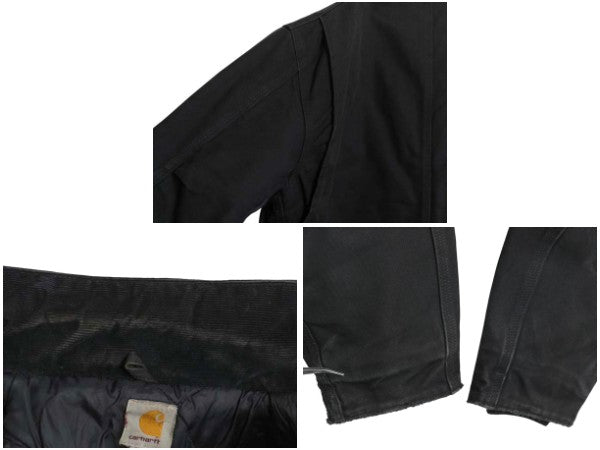 US企画 カーハート トラディショナル コート メンズ M 古着 ワーク ダック ジャケット 中綿 キルティング ライナー ハーフ コート ブラック