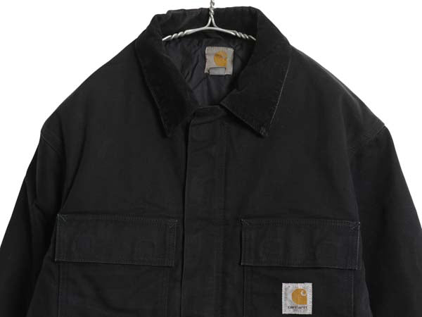 US企画 カーハート トラディショナル コート メンズ M 古着 ワーク ダック ジャケット 中綿 キルティング ライナー ハーフ コート ブラック