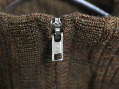 60s BRENTWOOD フルジップ デザイン ニット セーター ジャケット メンズ S レディース M 程 ヴィンテージ 総柄 ウール カーディガン 羽織り