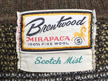 60s BRENTWOOD フルジップ デザイン ニット セーター ジャケット メンズ S レディース M 程 ヴィンテージ 総柄 ウール カーディガン 羽織り