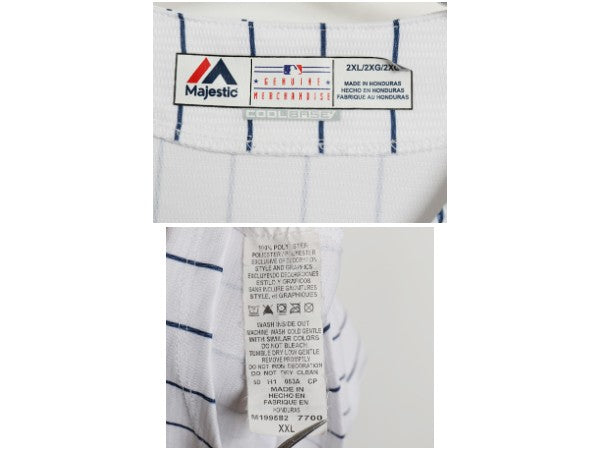 ヤンキース ベースボール シャツ メンズ XXL / MLB オフィシャル マジェスティック ユニフォーム 大リーグ 大きいサイズ 重ね着 半袖シャツ