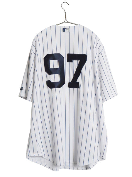 ヤンキース ベースボール シャツ メンズ XXL / MLB オフィシャル マジェスティック ユニフォーム 大リーグ 大きいサイズ 重ね着 半袖シャツ