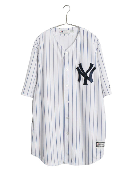ヤンキース ベースボール シャツ メンズ XXL / MLB オフィシャル マジェスティック ユニフォーム 大リーグ 大きいサイズ 重ね着 半袖シャツ