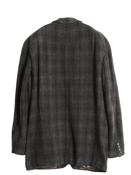 90s USA製 ヒューゴボス ツイード テーラード ジャケット メンズ L 程/ 古着 オールド ウール ブレザー チェック トラッド シンプル グレー