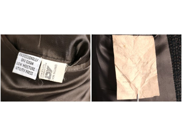 90s USA製 ヒューゴボス ツイード テーラード ジャケット メンズ L 程/ 古着 オールド ウール ブレザー チェック トラッド シンプル グレー