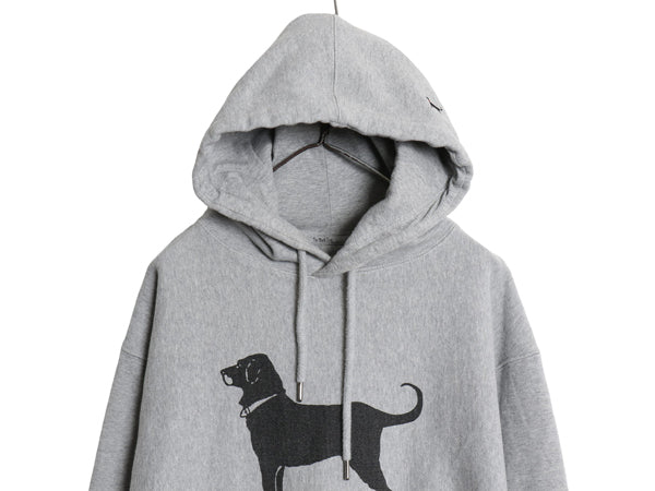 00s The Black Dog ドッグ プリント スウェット フード パーカー メンズ レディース M オールド ヘビーウェイト 裏起毛 トレーナー グレー