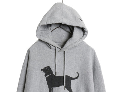 00s The Black Dog ドッグ プリント スウェット フード パーカー メンズ レディース M オールド ヘビーウェイト 裏起毛 トレーナー グレー