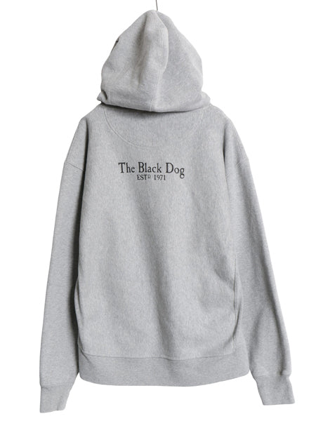 00s The Black Dog ドッグ プリント スウェット フード パーカー メンズ レディース M オールド ヘビーウェイト 裏起毛 トレーナー グレー