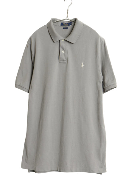 ポロ ラルフローレン 鹿の子 半袖 ポロシャツ メンズ L 半袖シャツ コットン カットソー ワンポイント トップス シンプル ゆったり グレー