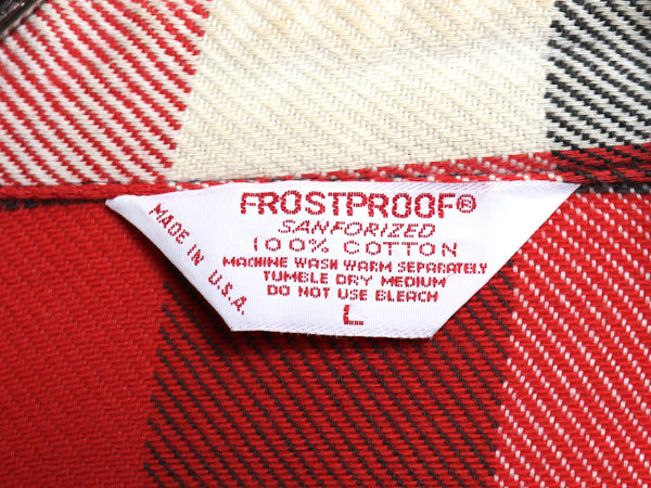 70s USA製 ★ FROSTPROOF ブロック チェック ヘビー フランネル シャツ メンズ L / ヴィンテージ 長袖シャツ ネルシャツ コットン 赤 黒 白