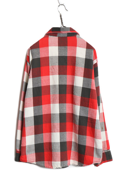 70s USA製 ★ FROSTPROOF ブロック チェック ヘビー フランネル シャツ メンズ L / ヴィンテージ 長袖シャツ ネルシャツ コットン 赤 黒 白