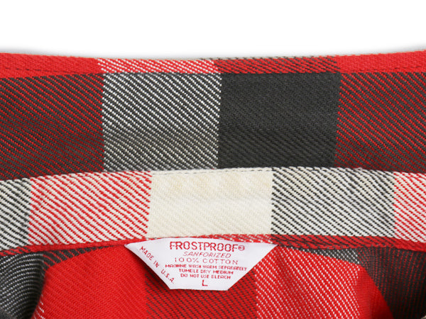 70s USA製 ★ FROSTPROOF ブロック チェック ヘビー フランネル シャツ メンズ L / ヴィンテージ 長袖シャツ ネルシャツ コットン 赤 黒 白