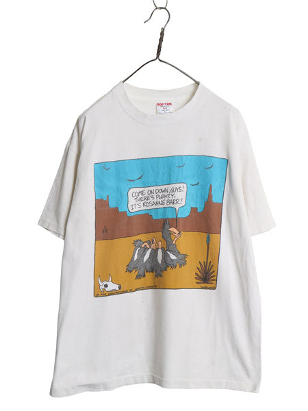 90s USA製 ジョーク アート イラスト プリント 半袖 Tシャツ メンズ XL / オールド グラフィック シングルステッチ 大きいサイズ ホワイト