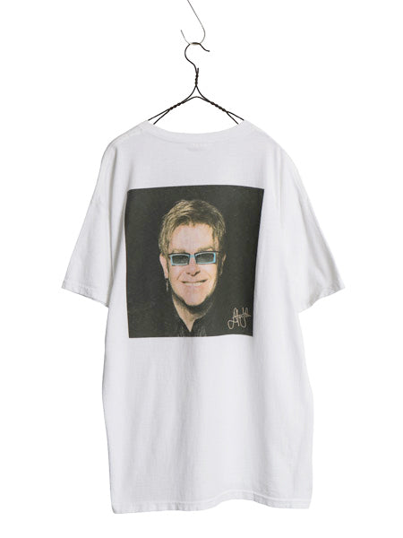 00s ★ エルトンジョン ツアー プリント Tシャツ メンズ XL 程/ オールド 当時物 オフィシャル フォト イラスト バンド 大きいサイズ 白