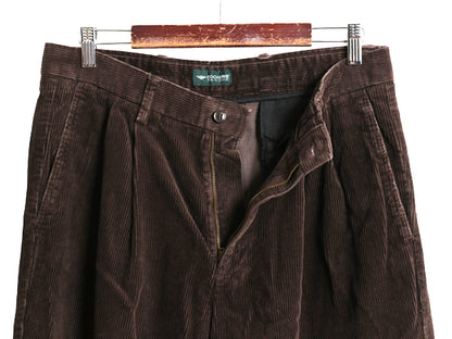 00s ドッカーズ リーバイス 太畝 コーデュロイ パンツ メンズ 34 30 / オールド スラックス ツータック ストレート 裾ダブル ゆったり 濃茶
