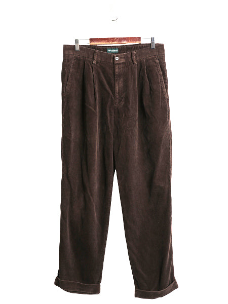 00s ドッカーズ リーバイス 太畝 コーデュロイ パンツ メンズ 34 30 / オールド スラックス ツータック ストレート 裾ダブル ゆったり 濃茶