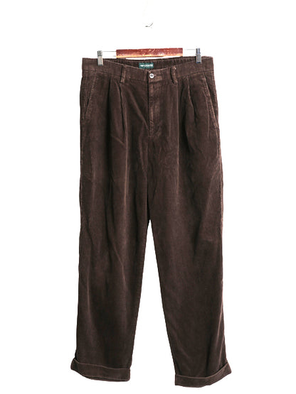 00s ドッカーズ リーバイス 太畝 コーデュロイ パンツ メンズ 34 30 / オールド スラックス ツータック ストレート 裾ダブル ゆったり 濃茶