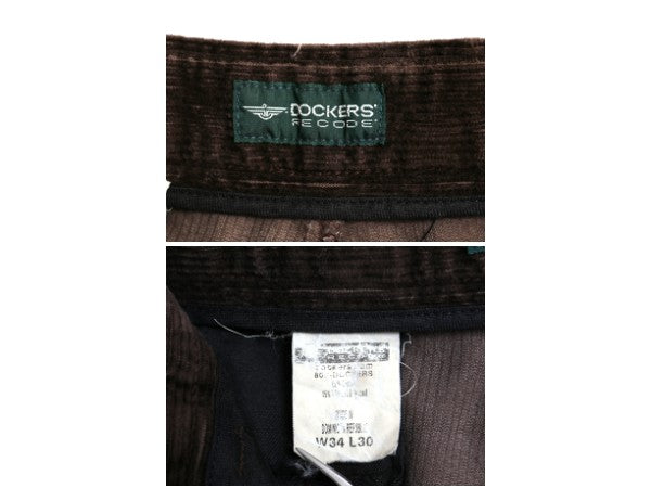 00s ドッカーズ リーバイス 太畝 コーデュロイ パンツ メンズ 34 30 / オールド スラックス ツータック ストレート 裾ダブル ゆったり 濃茶