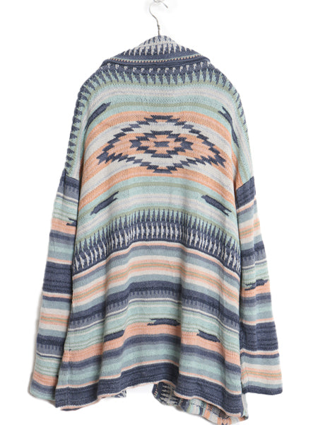 ポロ ラルフローレン ショールカラー ネイティブ ニット ガウン メンズ レディース XXL / カーディガン 総柄 羽織り ローブ 大きいサイズ 