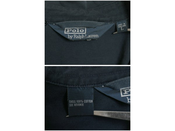 90s ポロ ラルフローレン スイングトップ ジャケット メンズ L 古着 オールド コットン ブルゾン フルジップ  ワンポイント ジャンパー 紺