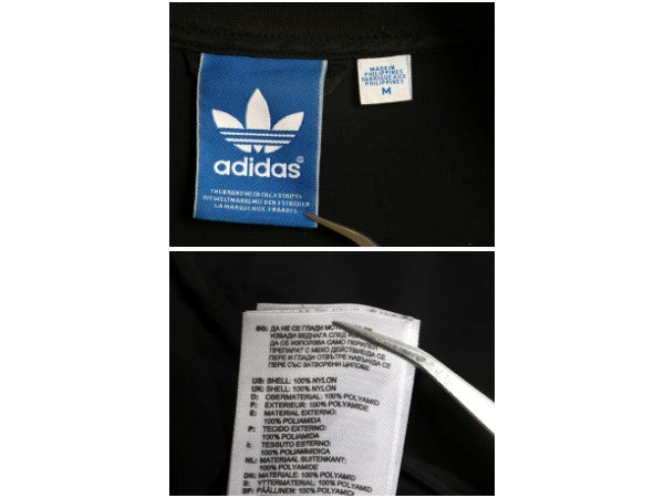 アディダス フルジップ ナイロン トラック ジャケット メンズ M / ウィンドブレーカー ブルゾン ジャンパー トレフォイル 3ライン ブラック