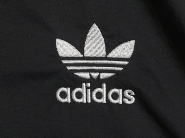 アディダス フルジップ ナイロン トラック ジャケット メンズ M / ウィンドブレーカー ブルゾン ジャンパー トレフォイル 3ライン ブラック