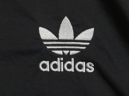 アディダス フルジップ ナイロン トラック ジャケット メンズ M / ウィンドブレーカー ブルゾン ジャンパー トレフォイル 3ライン ブラック