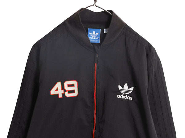 アディダス フルジップ ナイロン トラック ジャケット メンズ M / ウィンドブレーカー ブルゾン ジャンパー トレフォイル 3ライン ブラック