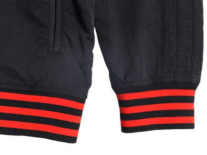 アディダス フルジップ ナイロン トラック ジャケット メンズ M / ウィンドブレーカー ブルゾン ジャンパー トレフォイル 3ライン ブラック