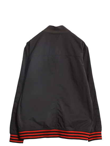 アディダス フルジップ ナイロン トラック ジャケット メンズ M / ウィンドブレーカー ブルゾン ジャンパー トレフォイル 3ライン ブラック